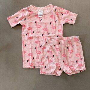Hanna Andersson Pink Flamingo Pajamas | Size 4 | Organic Cotton Short Set